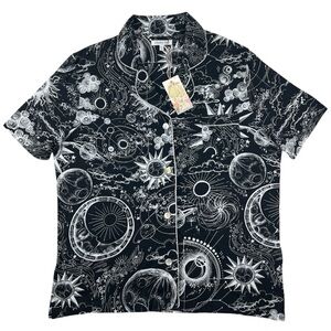 Johnny Was The Short PJ Top Mina Celestial Print Short Sleeve Button Size M